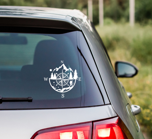 Mountain Compass Car Window Decal