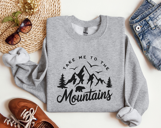 "Take Me to the Mountains" Grey Crewneck Sweatshirt