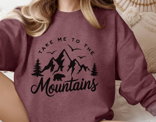 "Take Me to the Mountains" Heather Maroon Crewneck Sweatshirt