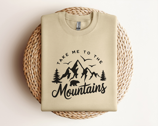 "Take Me to the Mountains" Sand Beige Crewneck Sweatshirt