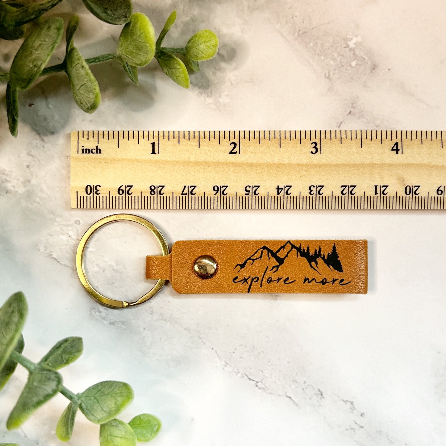 Explore More Mountain Leatherette Keychain