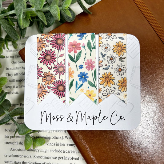 Boho Floral Magnetic Bookmark Trio