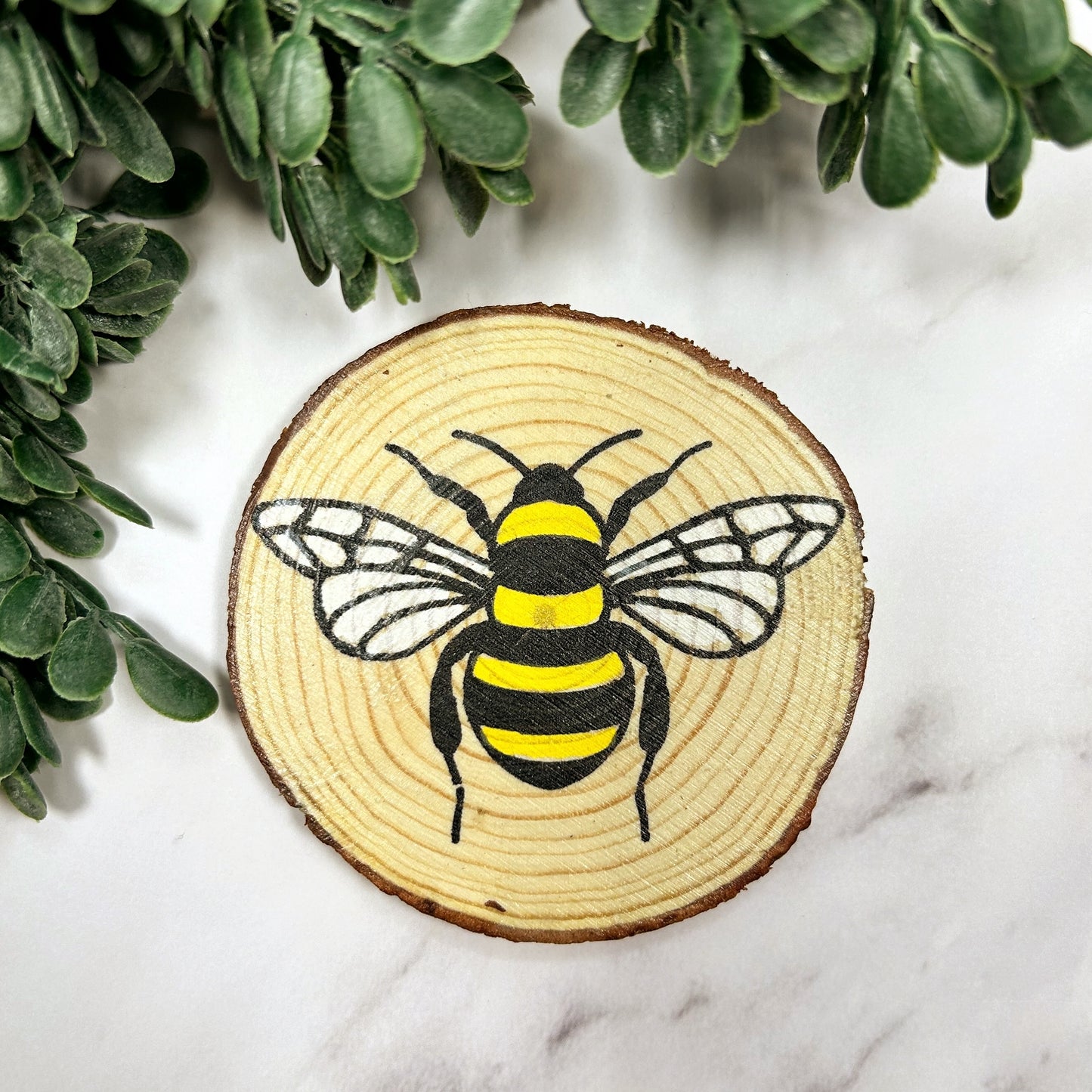 Honey Bee Hand Painted Natural Wood Magnet