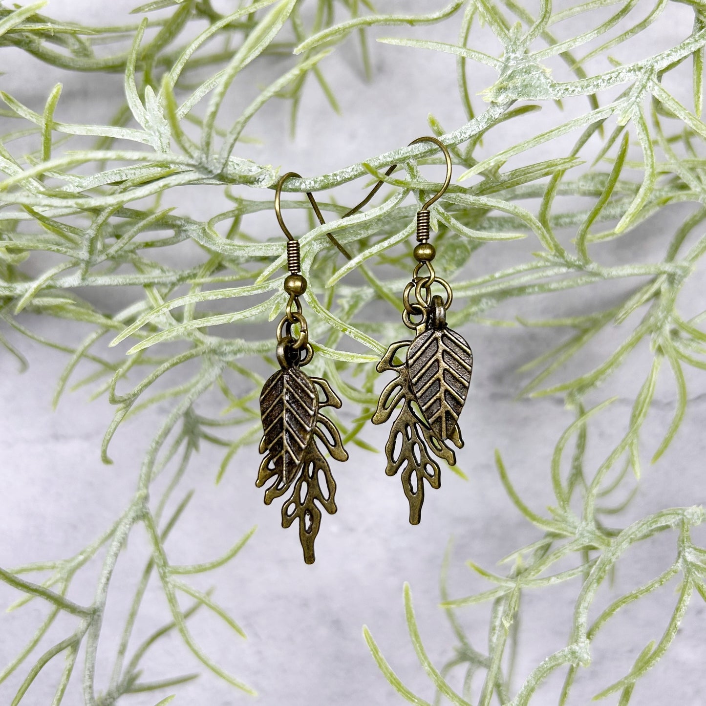 "Cascade" Antique Bronze Leaf Earrings