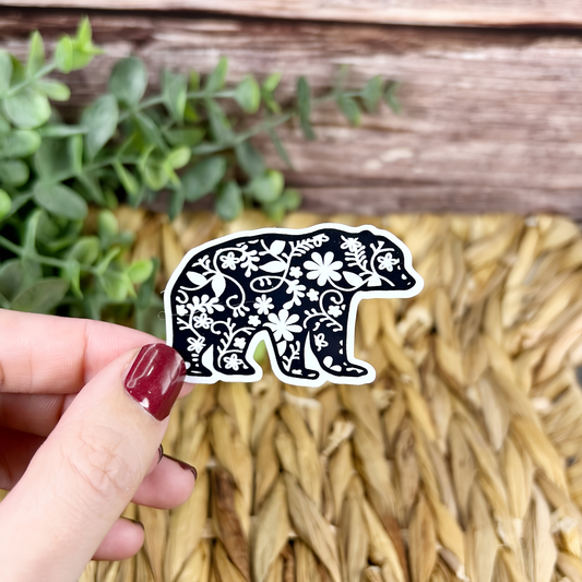 Bear Folk Art Vinyl Sticker