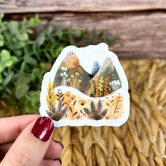 Mountain Folk Art Vinyl Sticker