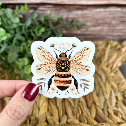 Honey Bee Folk Art Vinyl Sticker