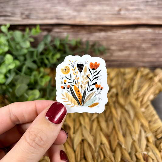 Flower Folk Art Mini Vinyl Sticker