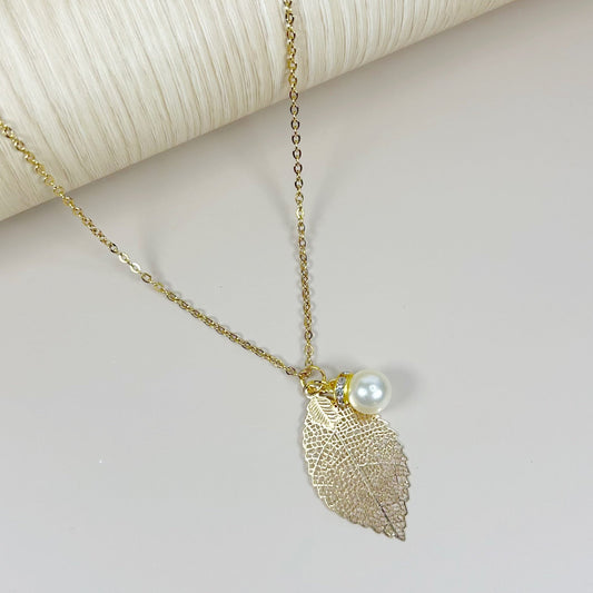 "Gilded Grace" Golden Leaf Cutout Necklace