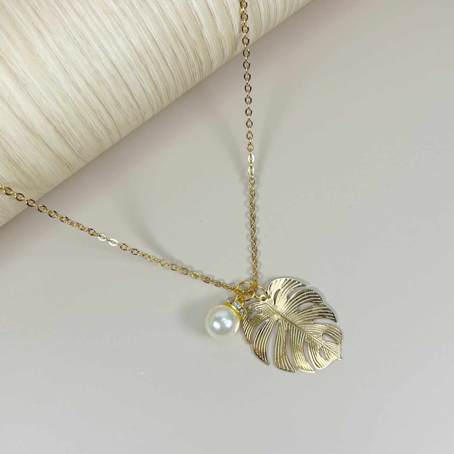 "Monstera Luxe" Golden Leaf Cutout Necklace