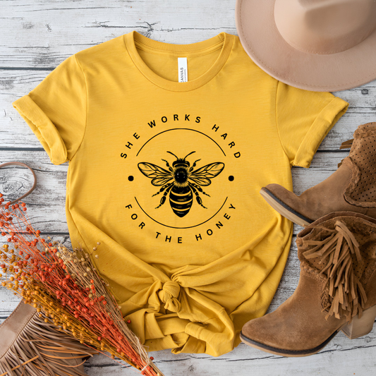 "She Works Hard for the Honey" Bee T-Shirt