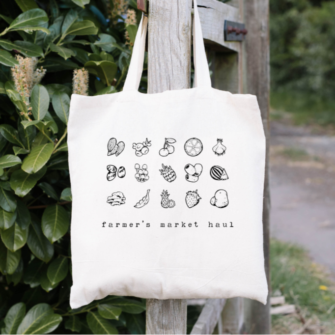 "Farmer's Market Haul" Organic Cotton Canvas Tote Bag